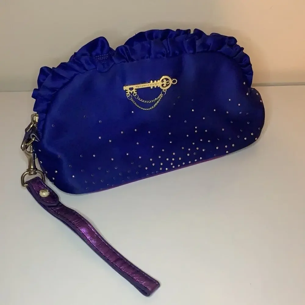 Victoria’s Secret Wristlet Blue Small Pouch with Sparkle
